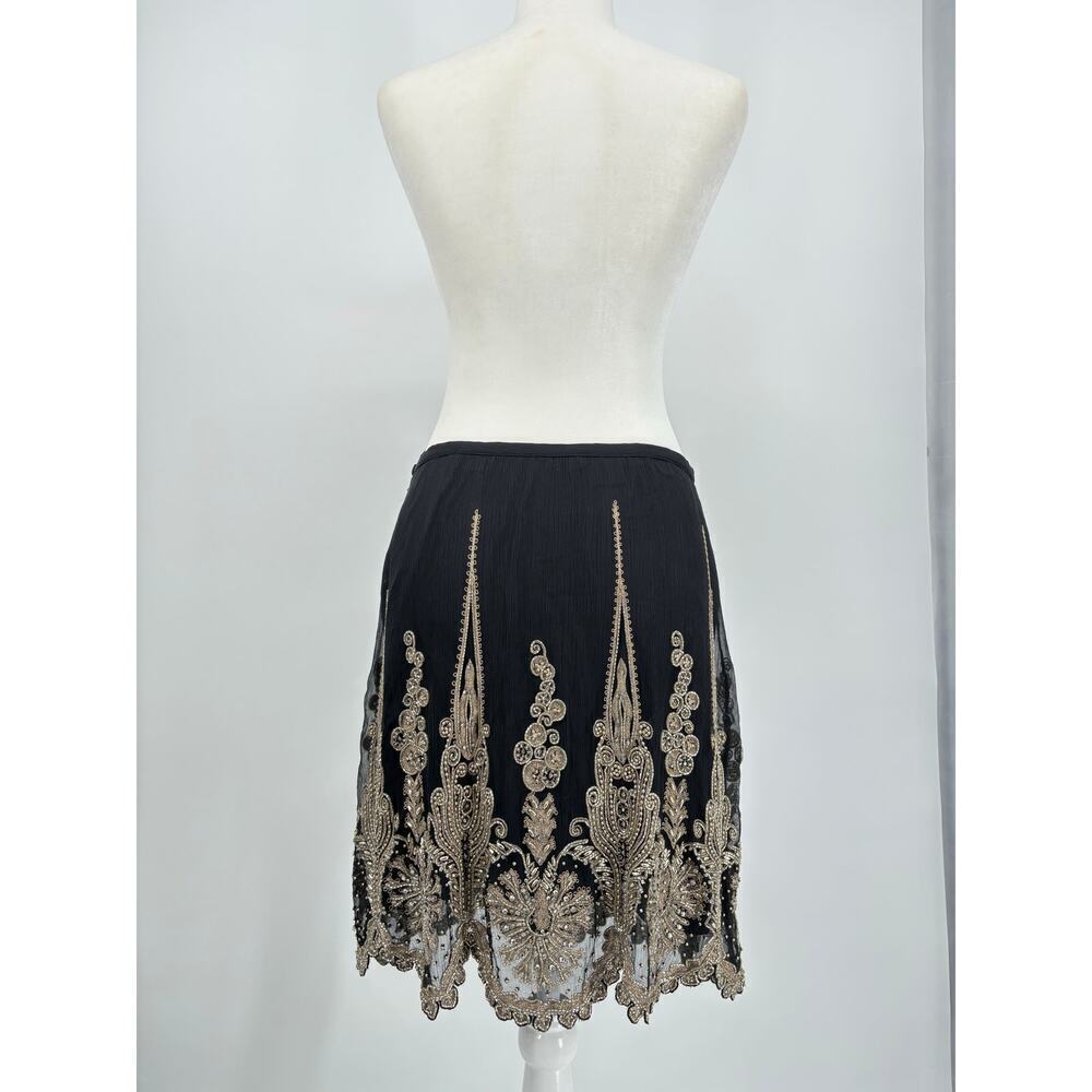 Ralph Lauren Beaded Embellished Formal Skirt Black Gold Embroidered Vintage $3K - Picture 13 of 16